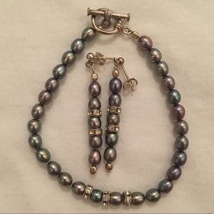 Multicolor Pearl Bracelet and Earrings